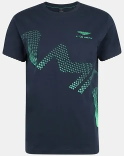 Homme Hackett London T-Shirt Logo Aston Martin Racing bleu marine