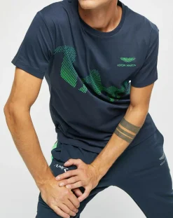 Homme Hackett London T-Shirt Logo Aston Martin Racing bleu marine