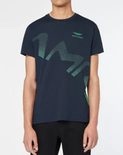 Homme Hackett London T-Shirt Logo Aston Martin Racing bleu marine