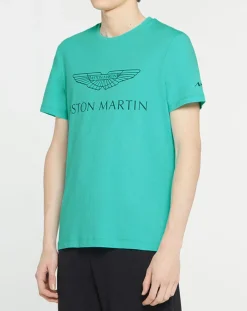 Clearance Hackett London T-Shirt Logo Aston Martin Racing turquoise