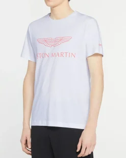 Clearance Hackett London T-Shirt Logo Aston Martin Racing blanc
