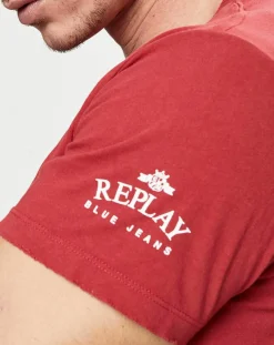 Homme Replay T-Shirt Logo Side rouge