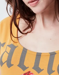 Femme John Galliano T-Shirt long Gazette orange/rouge/gris