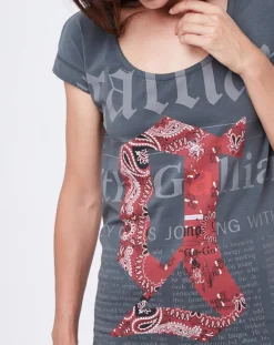 Hot John Galliano T-Shirt Long gris ardoise