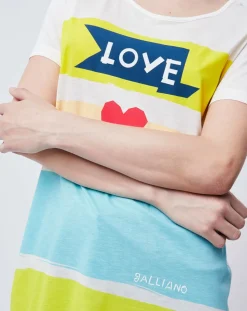 Best John Galliano T-Shirt Long imprimé blanc cassé/multicolore