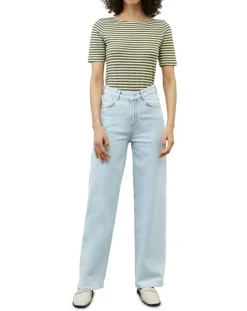 Femme Marc O'Polo T-Shirt manches courtes Rayé Flame blanc/kaki