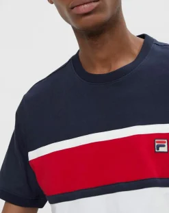 Discount Fila T-Shirt Panelled blanc/marine/rouge