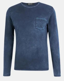 Online Replay T-Shirt Pocket Wash bleu marine