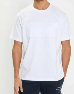 Homme Hackett London T-Shirt Regular Fit Aston Martin Racing embossé blanc