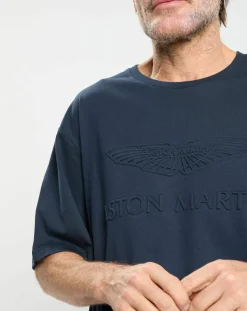 Homme Hackett London T-Shirt Regular Fit Aston Martin Racing embossé bleu marine