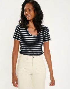 Sale Esprit T-Shirt Rib bleu marine