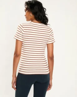 Online Esprit T-Shirt Rib écru/marron