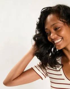 Online Esprit T-Shirt Rib écru/marron