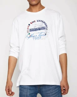 Homme Napapijri T-Shirt Smu Streif blanc