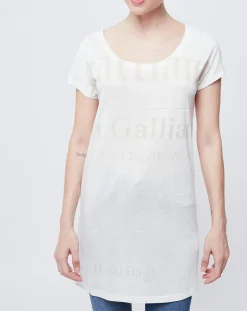 Outlet John Galliano T-Shirt/Tunique à motifs blanc cassé