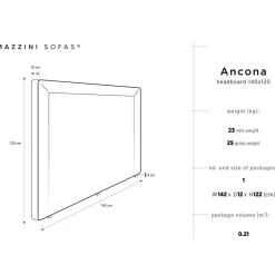 Best Mazzini Sofas Tête de lit Ancona gris clair - 180x120 cm