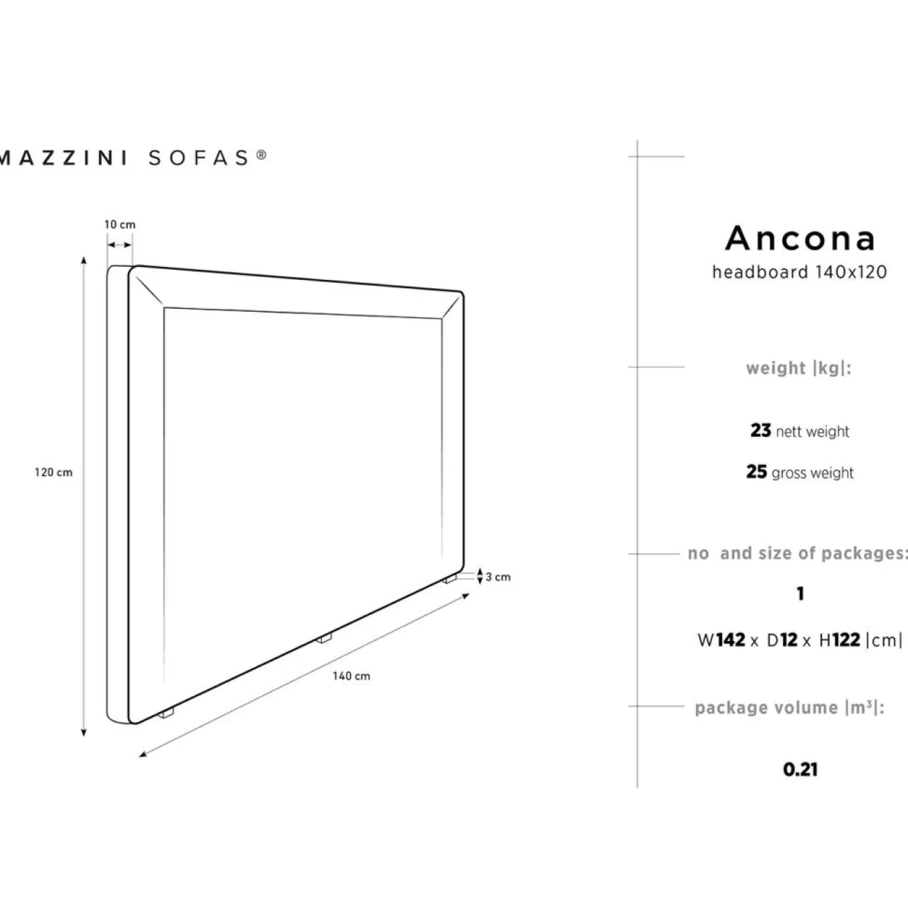 Outlet Mazzini Sofas Tête de lit Ancona rose clair - 200x120 cm