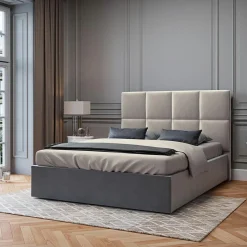 Mazzini Sofas Tête de lit en Velours Begonia beige clair - 200 cm