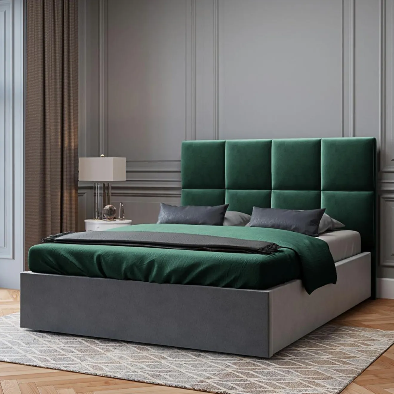 Sale Mazzini Sofas Tête de lit en Velours Begonia vert bouteille - 180 cm