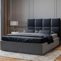 Hot Mazzini Sofas Tête de lit en Velours Begonia bleu foncé - 160x120 cm