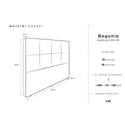 Discount Mazzini Sofas Tête de lit en Velours Begonia gris clair - 200 cm