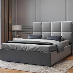 Hot Mazzini Sofas Tête de lit en Velours Begonia gris clair - 180 cm