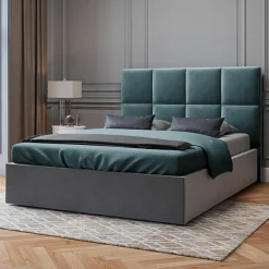 Mazzini Sofas Tête de Lit en Velours Begonia pétrole - 140x120 cm