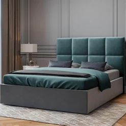 Mazzini Sofas Tête de lit en Velours Begonia pétrole - 180x120 cm