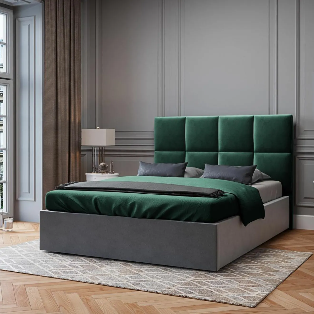 Best Mazzini Sofas Tête de Lit en Velours Begonia vert bouteille - 140x120 cm