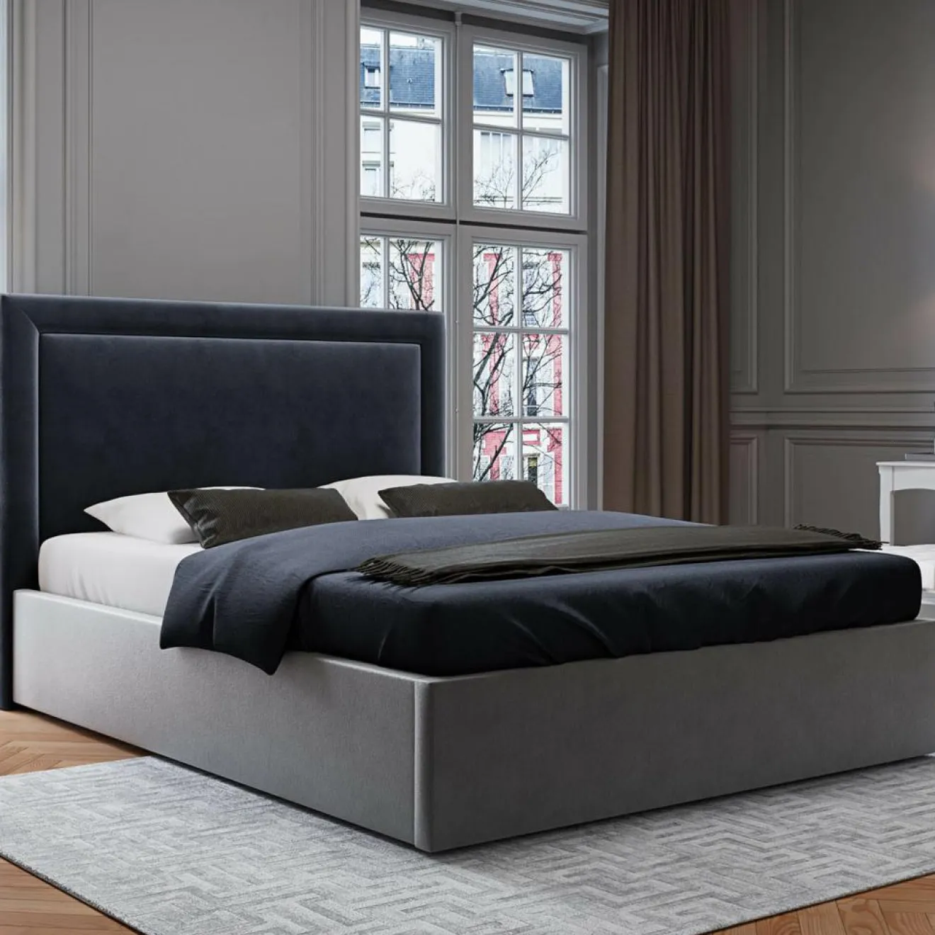 Online Mazzini Sofas Tête de lit en Velours Primevere bleu foncé - 180x120 cm