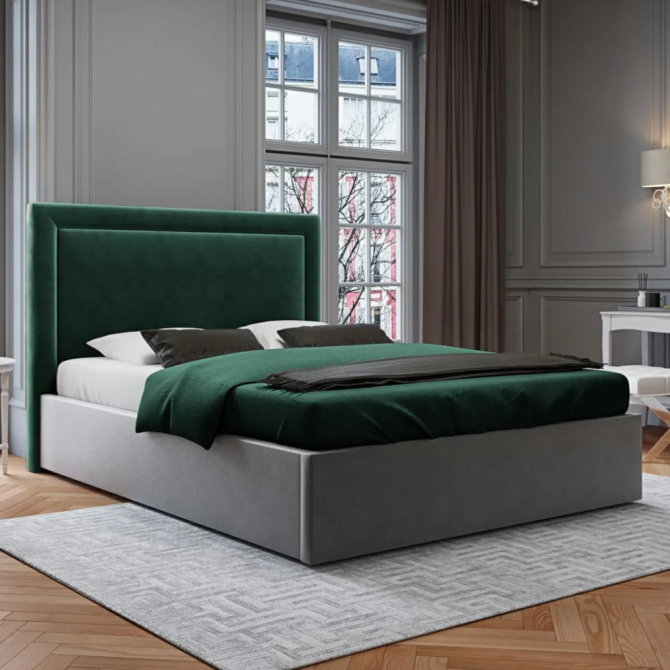 New Mazzini Sofas Tête de Lit en Velours Primevere vert bouteille - 160x120 cm