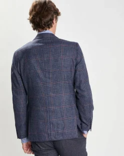 Homme Hackett London Veste en Laine mélangée Check à imprimé Prince de Galles bleue
