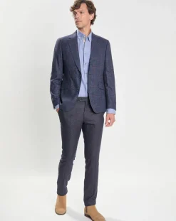Homme Hackett London Veste en Laine mélangée Check à imprimé Prince de Galles bleue