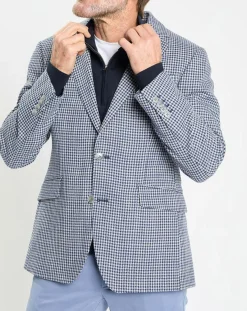 Homme Hackett London Veste à imprimé pied-de-poule bleue