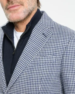 Homme Hackett London Veste à imprimé pied-de-poule bleue