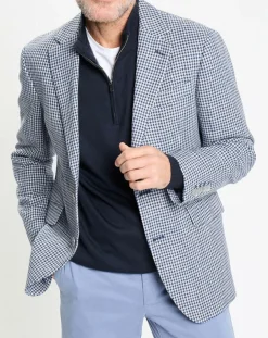 Homme Hackett London Veste à imprimé pied-de-poule bleue