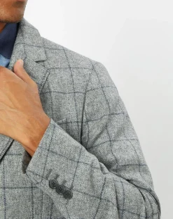 Homme Hackett London Veste 100% Laine à carreaux fins gris/bleu