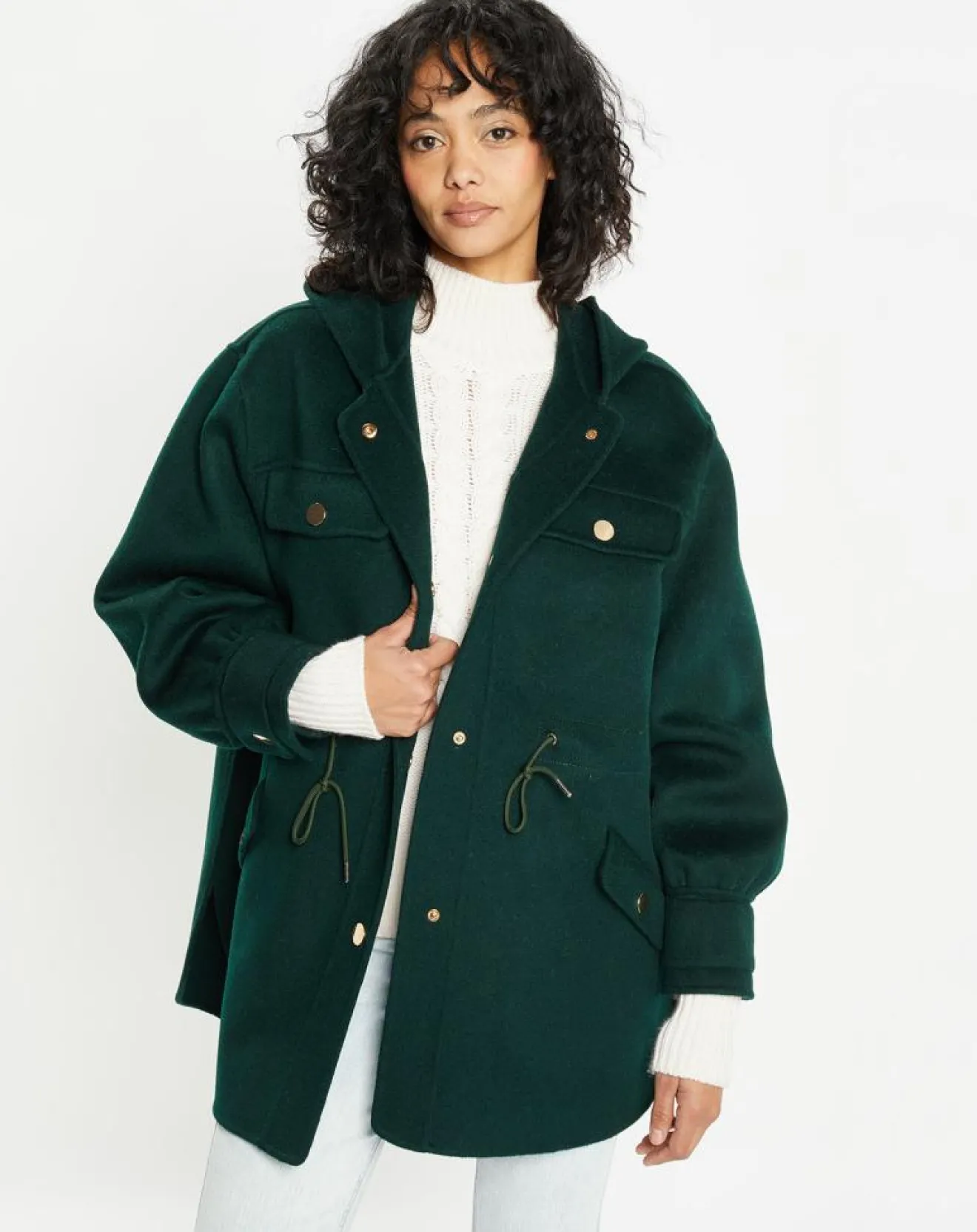 Sale Lou Andrea Veste 100% Laine Carla vert sapin