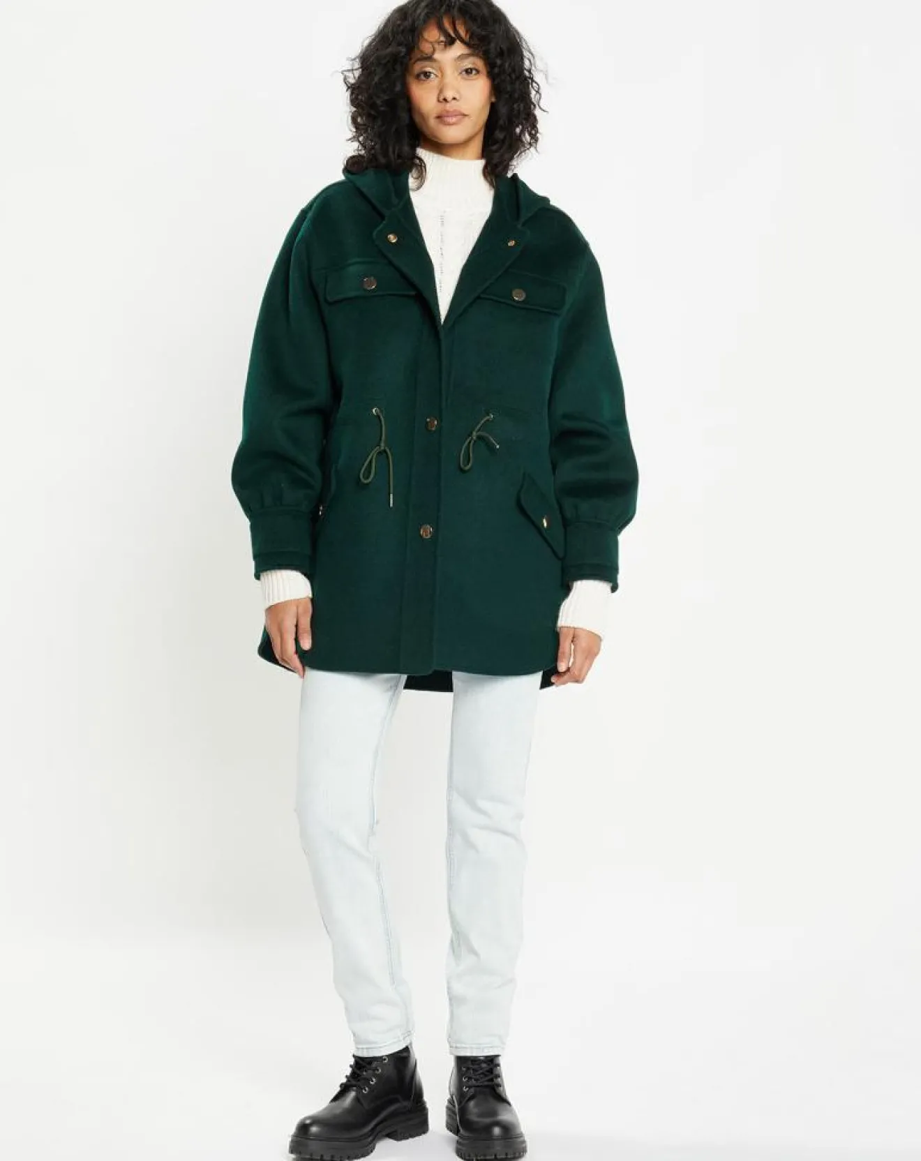 Sale Lou Andrea Veste 100% Laine Carla vert sapin