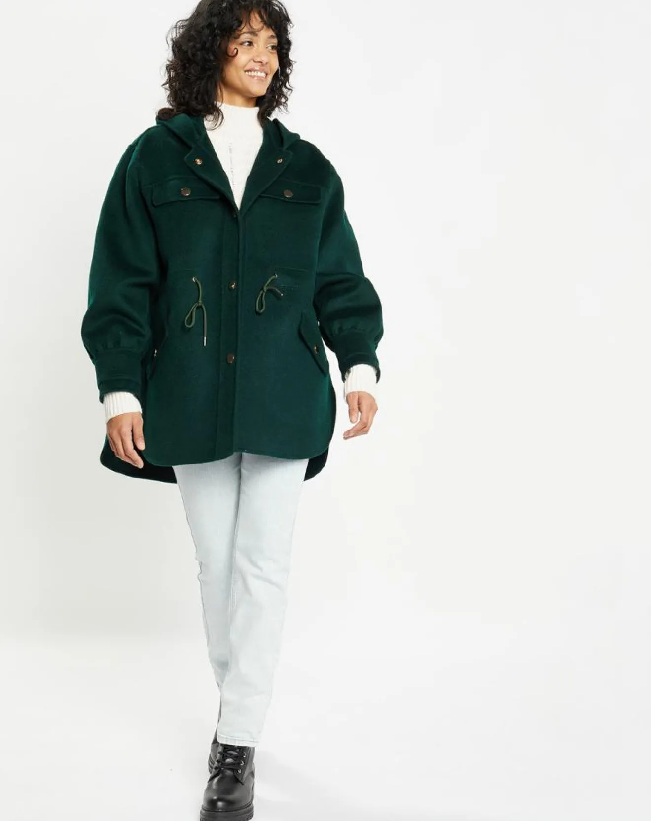 Sale Lou Andrea Veste 100% Laine Carla vert sapin