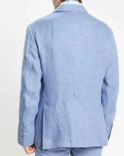 Homme Hackett London Veste 100% Lin bleu moyen