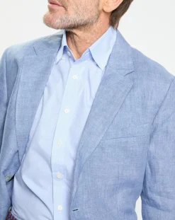 Homme Hackett London Veste 100% Lin bleu moyen