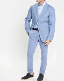 Homme Hackett London Veste 100% Lin bleu moyen