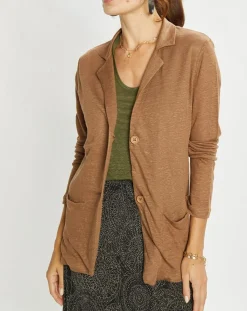 Femme Lauren Vidal Veste 100% Lin Essential écorce