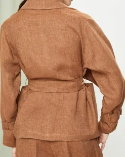 MaxMara Veste 100% Lin Rodi marron