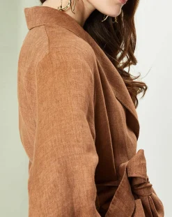 MaxMara Veste 100% Lin Rodi marron