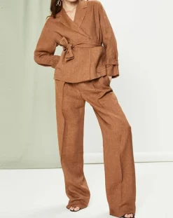 MaxMara Veste 100% Lin Rodi marron