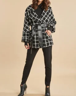 Sale Lauren Vidal Veste Amy à carreaux noir/écru