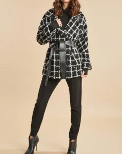 Sale Lauren Vidal Veste Amy à carreaux noir/écru