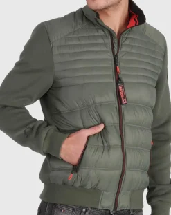 Homme Kaporal 5 Veste bi-matière matelassée Caba kaki